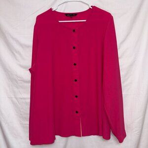 MYNT 1792 Pink Long Sleeve Button Up Blouse Top women's size 2X